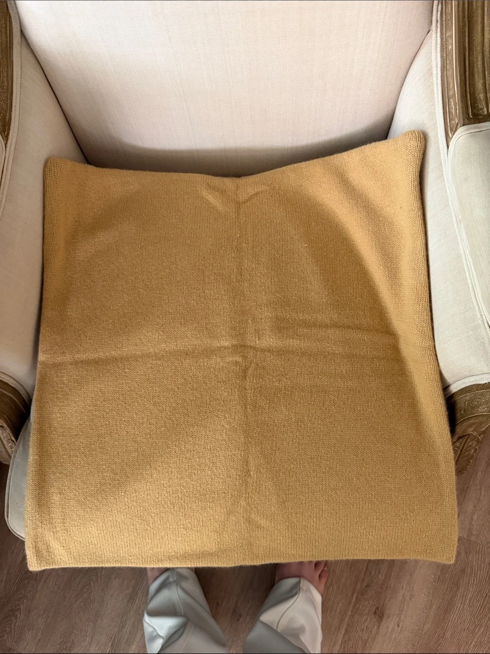 Banana Republic 100% Cashmere 20x20 Soft Mustard Knit Throw Pillow Cover